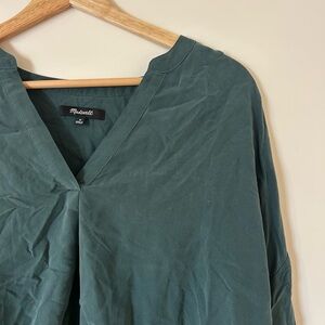 Madewell Teal V-Neck Blouse